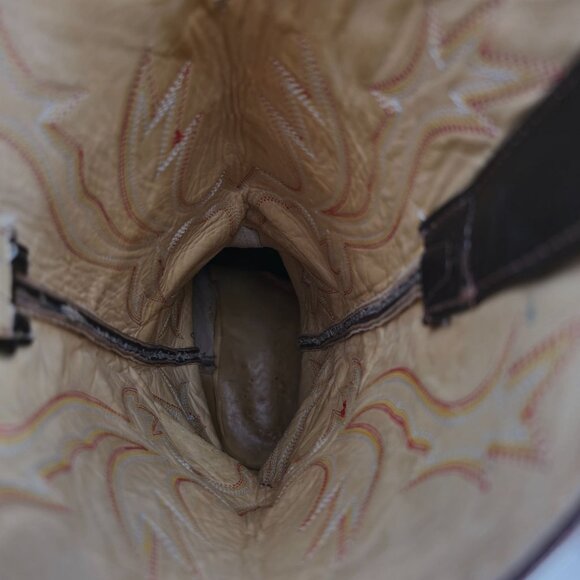 Bull Rider Men 9.5 Unique Color Golden Yellow Brown Leather Cowboy Western Boots - Picture 12 of 16